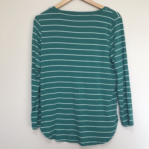 OLD Navy Luxe Green teal  Striped V Neck Long Sleeve shirt M - Picture 4 of 9